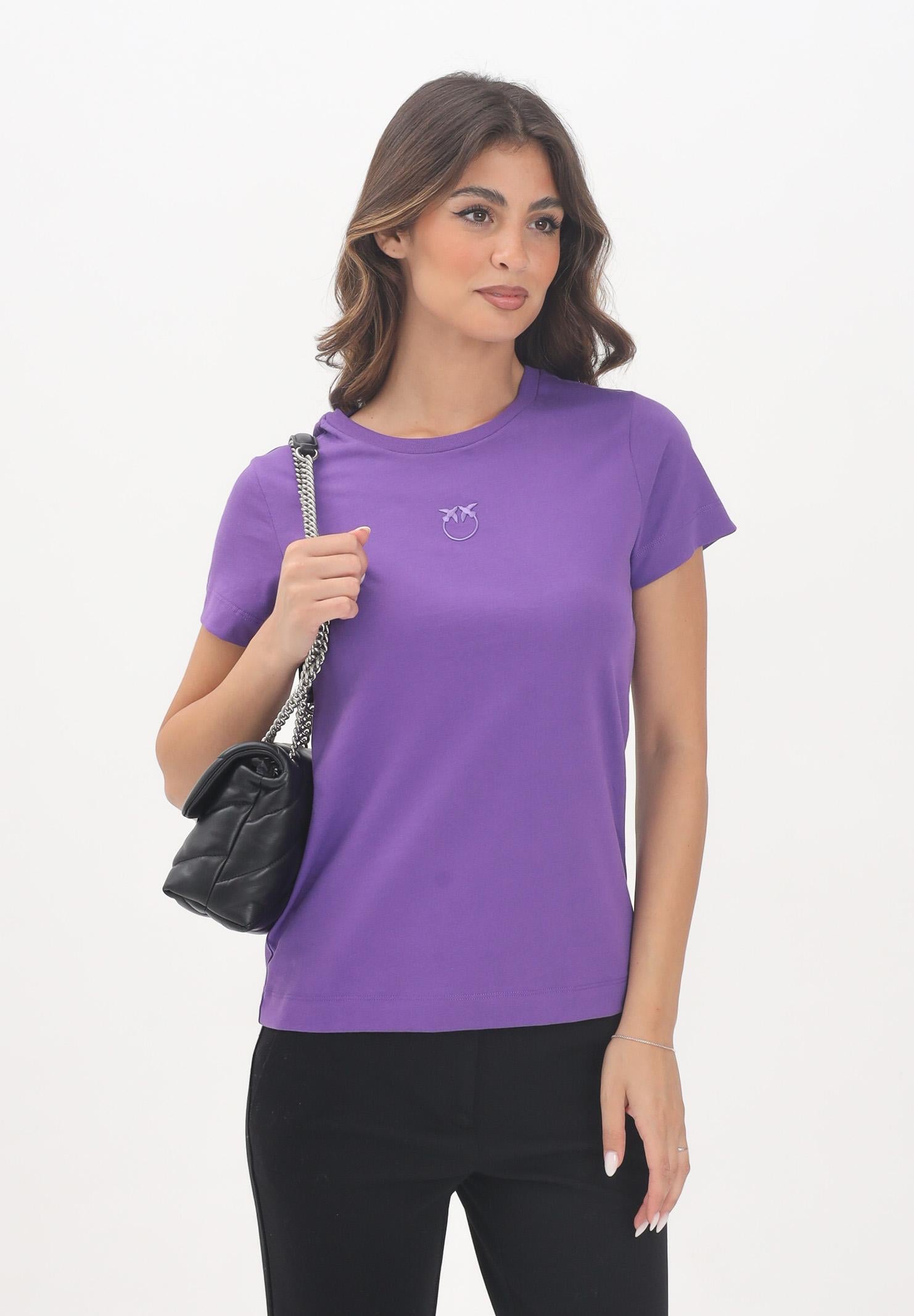 PINKO T-shirt a manica corta viola da donna con logo 100355A2RD W79 PINKO 