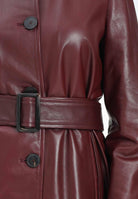 MAX MARA Giacca in morbida nappa bordeaux da donna con cintura 2526446021600 001 MAX MARA 