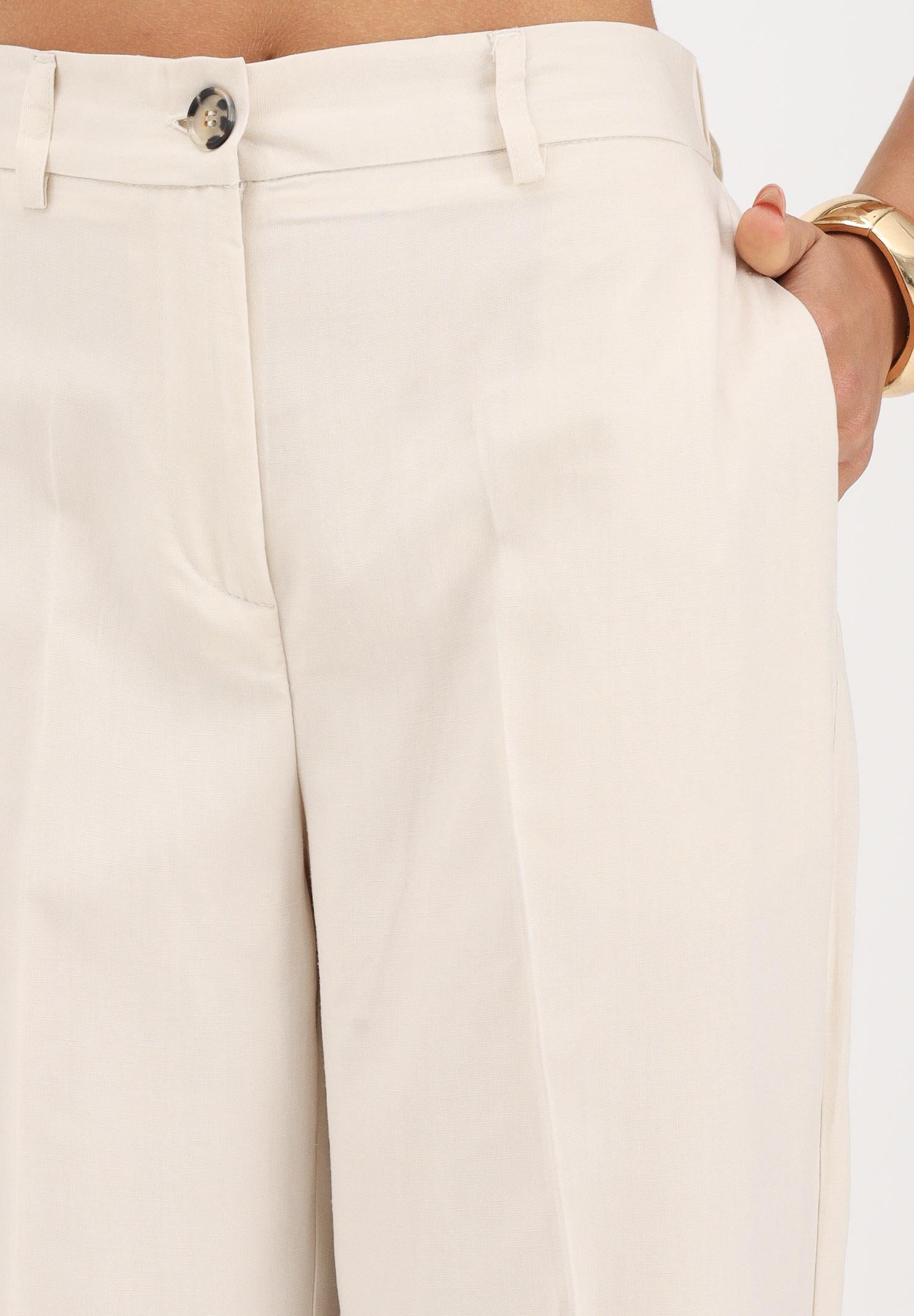 VICOLO pantalone casual in lino Burro beige, donna. TAB1626 BU VICOLO 