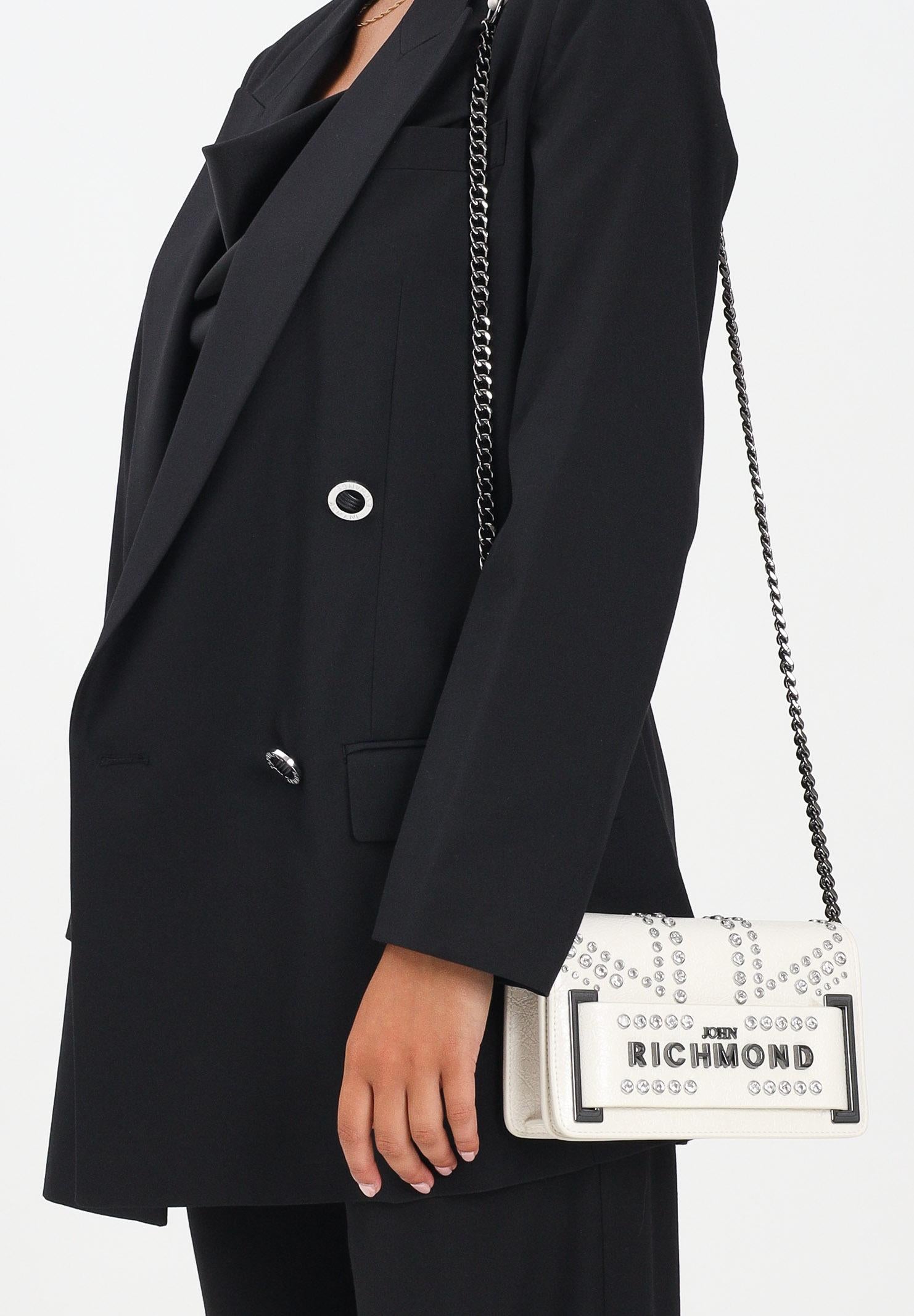 RICHMOND Borsa a tracolla panna da donna con borchie e logo RWA25235BO WH RICHMOND 