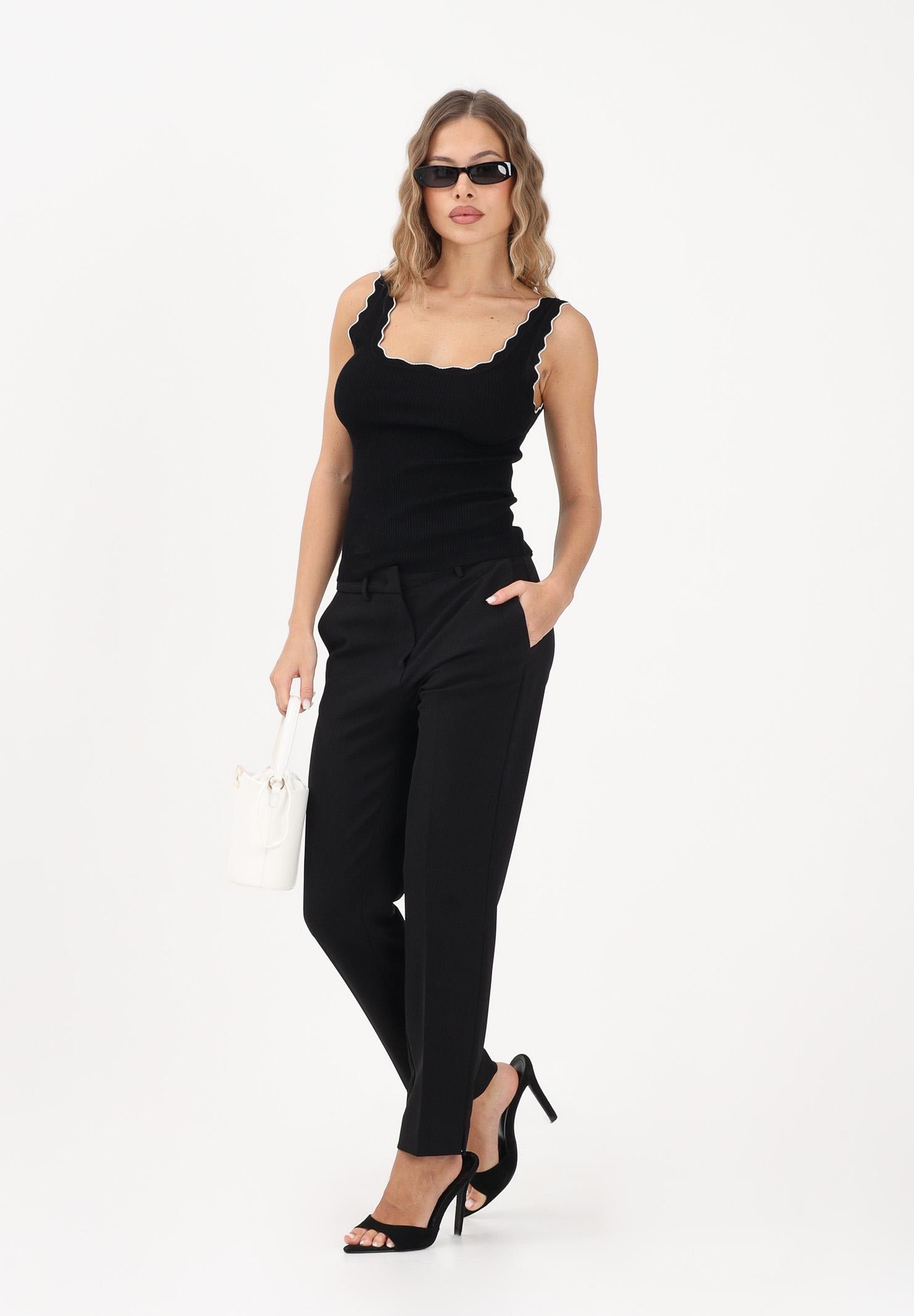 JDY Canotta nera da donna con bordi scallopati 15290585 BLCL JDY 