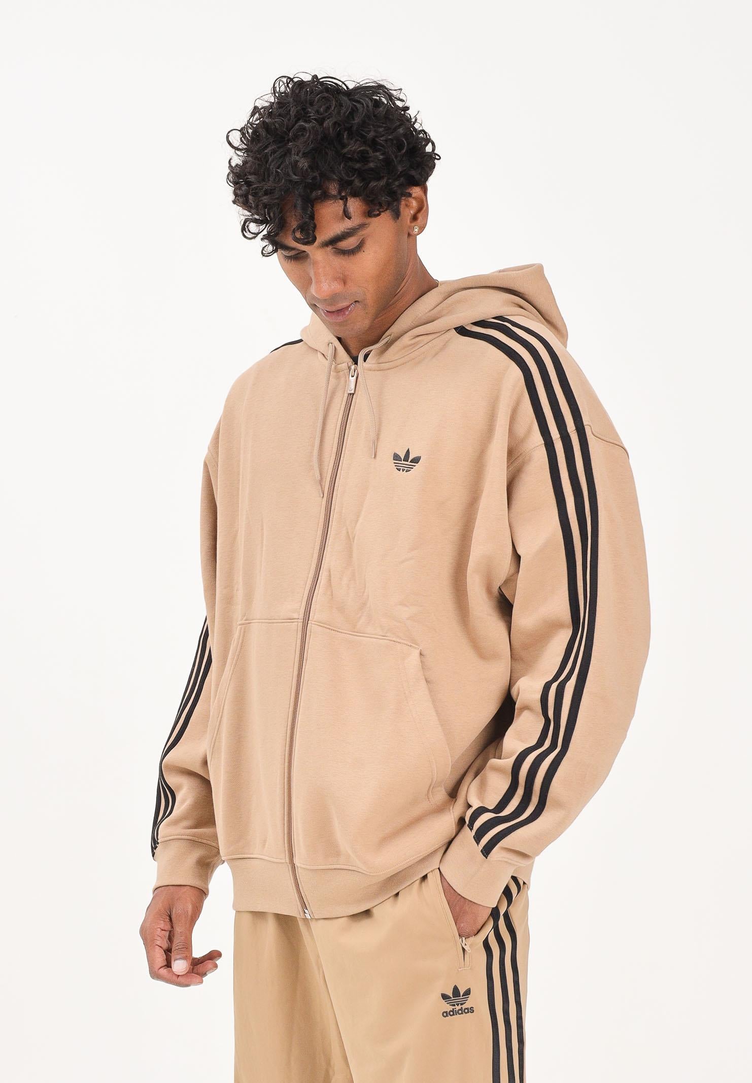 ADIDAS ORIGINALS Felpa con zip adidas adicolor Oversize beige da uomo JX1548  ADIDAS ORIGINALS 