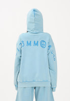 MAISON MARGIELA Felpa con zip azzurra per donna, ragazzi e bambini rifinita da logo M60978MM07L M6809 MAISON MARGIELA 