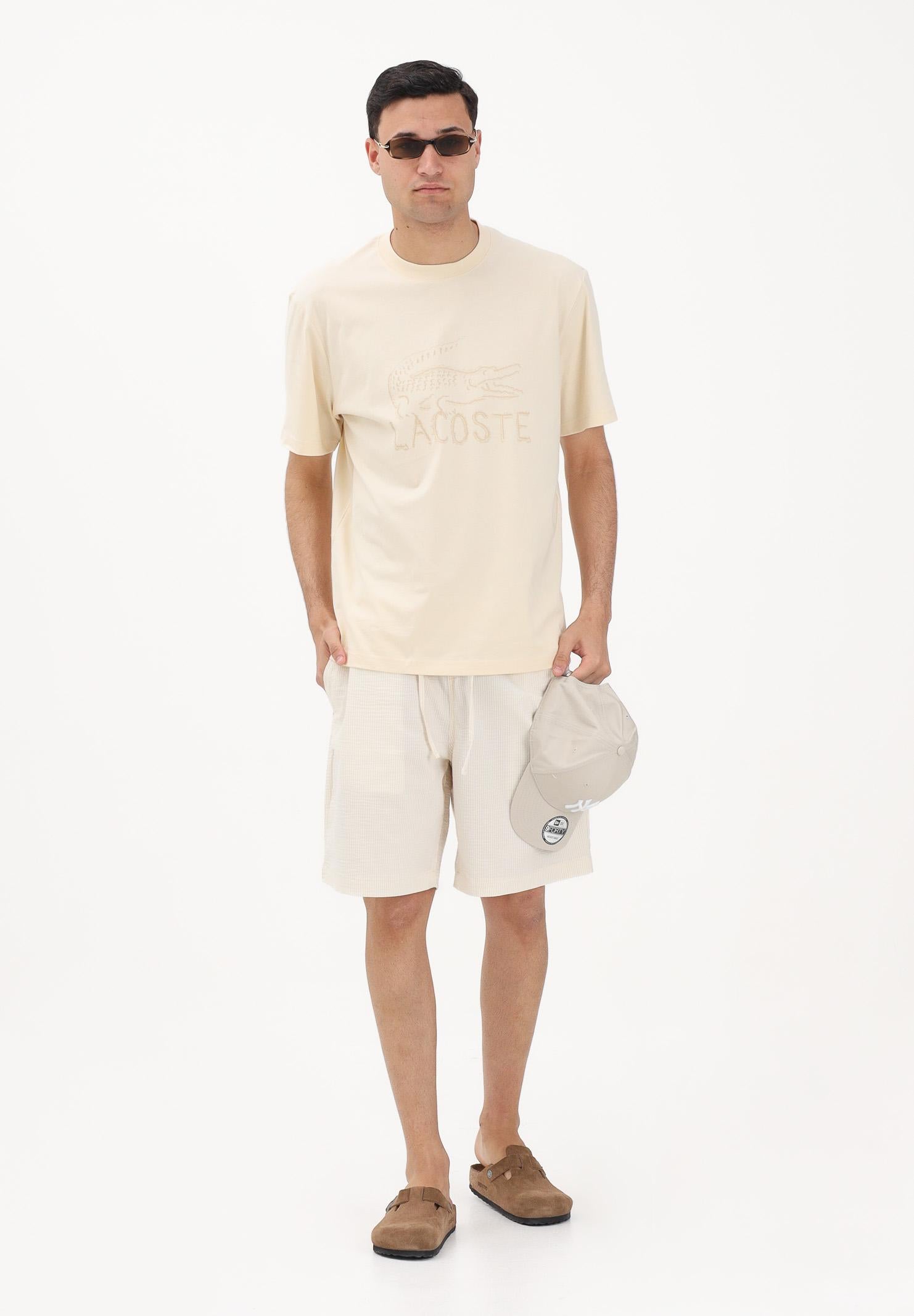 LACOSTE Shorts panna da uomo in seersucker di cotone GH1977 FM0 LACOSTE 