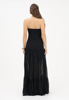 PINKO Abito lungo strapless nero da donna con gonna in voile 107015A3D1 Z99 PINKO 