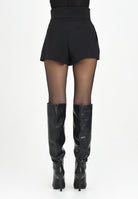 ELISABETTA FRANCHI Shorts nero da donna con fascia craquelé SH01256E2 110 ELISABETTA FRANCHI 