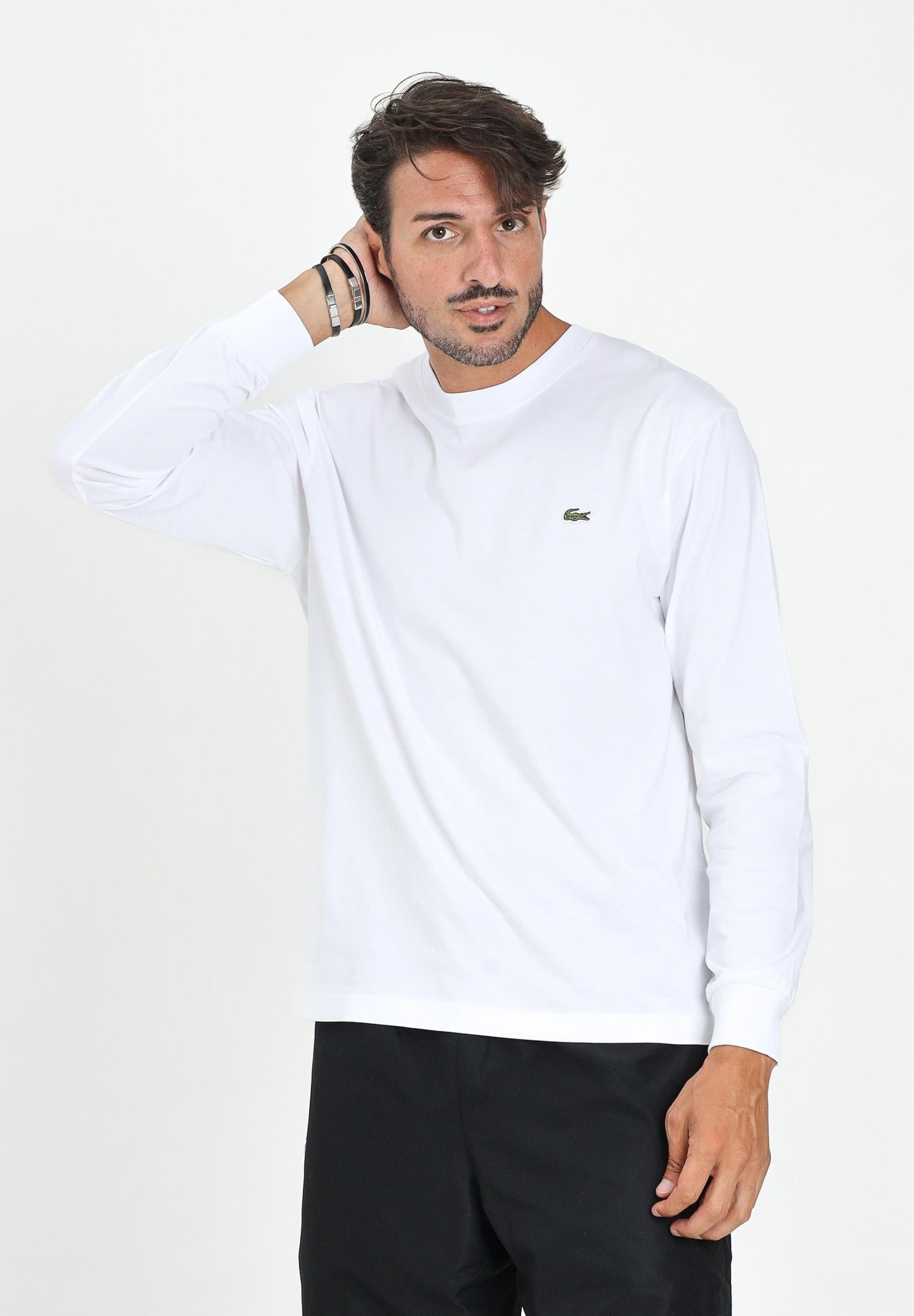 LACOSTE T-shirt a manica lunga bianca da uomo con logo TH7307 001 LACOSTE 
