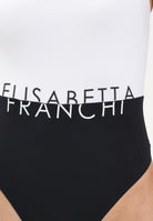 ELISABETTA FRANCHI Costume intero bianco e nero da donna con logo CS02M61E2 309 ELISABETTA FRANCHI 