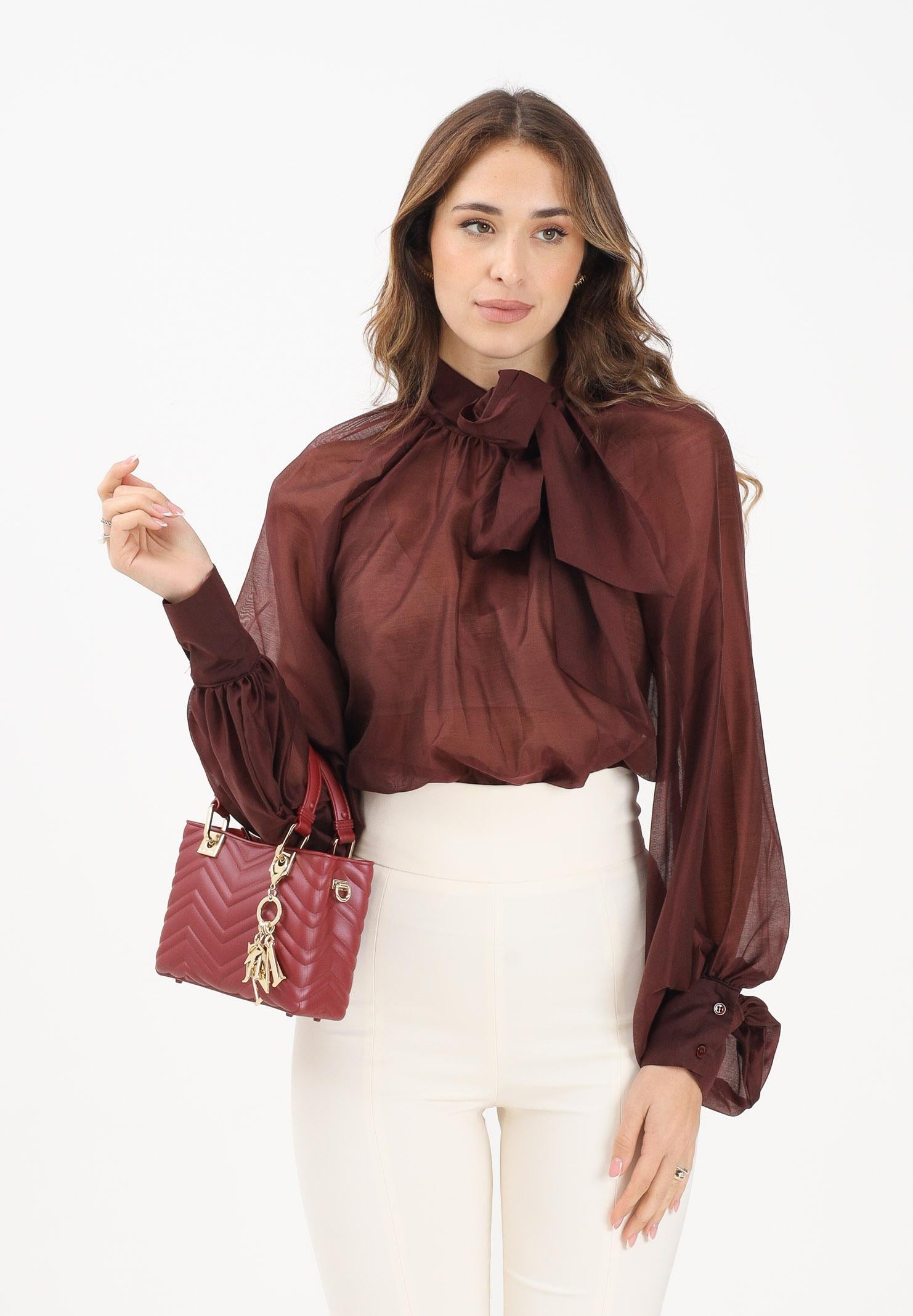 VICOLO Blusa bordeaux da donna con fiocco TF0488 BO VICOLO 
