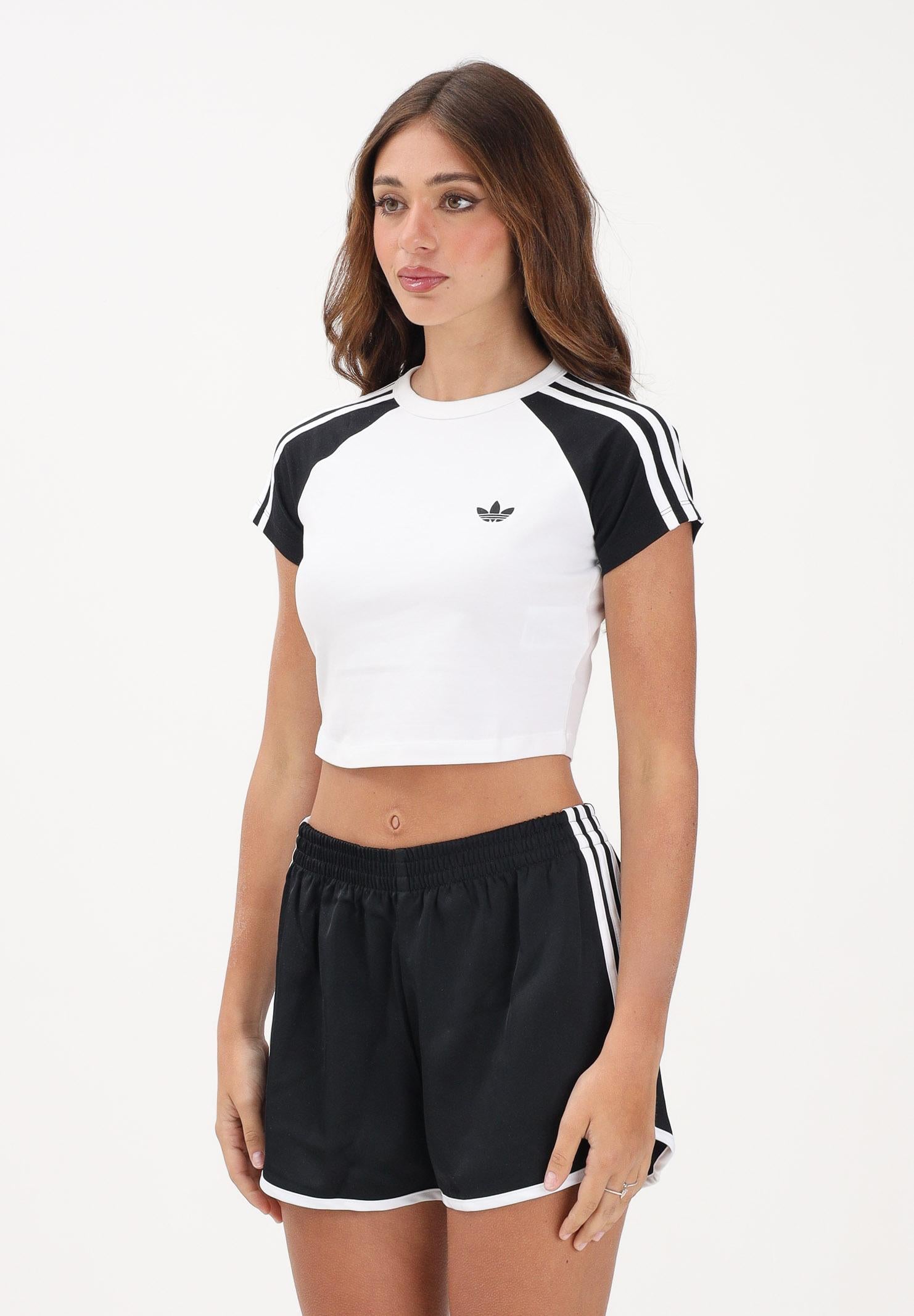 ADIDAS ORIGINALS T-shirt a manica corta SST bianca e nera da donna KD3795 . ADIDAS ORIGINALS 
