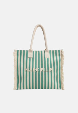 MARC ELLIS Borsa mare verde e panna da donna con motivo a righe e logo BUBY-S-JOAN SOGR MARC ELLIS 