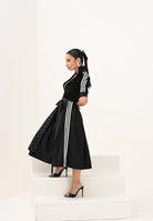 ADIDAS ORIGINALS Abito midi DIRNDL nero da donna KF2302 . ADIDAS ORIGINALS 