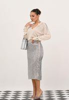 PATRIZIA PEPE Gonna midi argento da donna 2G1050A672 J4O6 PATRIZIA PEPE 