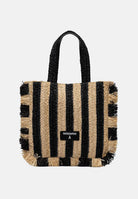 PATRIZIA PEPE Borsa mare da donna caratterizzata da un vivace design a righe verticali nere e beige 2B0135V004 FE22 PATRIZIA PEPE 