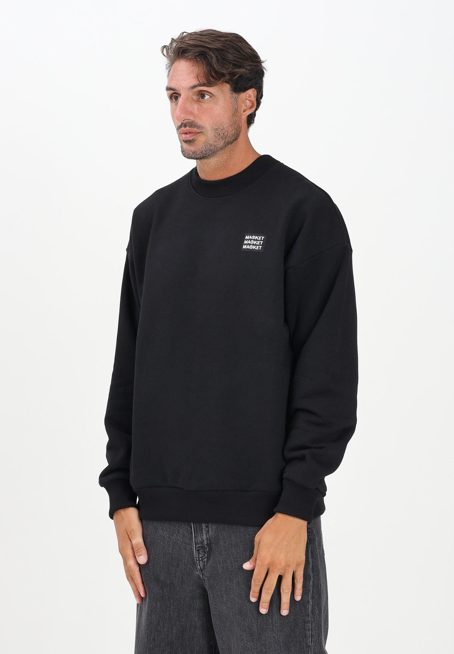 MARKET Felpa girocollo nera da uomo con stampa sul retro F5MKMASW057 110 MarKET 