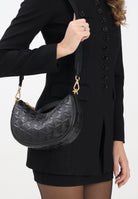 LACOSTE Borsa a spalla nera da donna in pelle goffrata Maheki NF4710 000 LACOSTE 