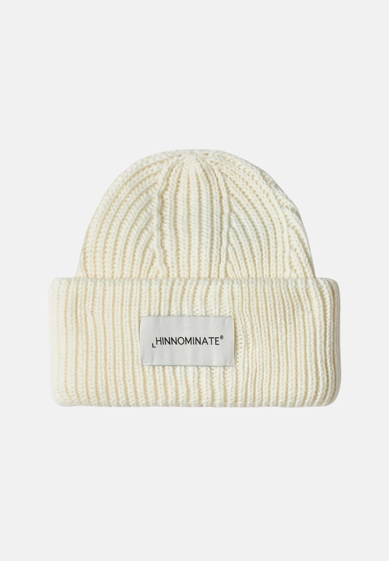 HINNOMINATE Berretto di lana burro da donna con patch logo