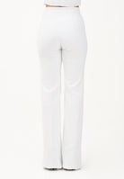 ELISABETTA FRANCHI Pantalone elegante avorio da donna con logo ricamato<BR/> PA17161E2 360 ELISABETTA FRANCHI 