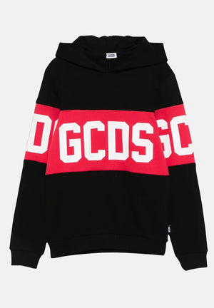 GCDS felpa con cappuccio nera pr bambino e bambina B2KU1926BA2 99 GCDS 