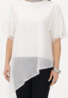 VICOLO T-shirt a manica corta bianca da donna in tessuto velato UAB018 BI VICOLO 