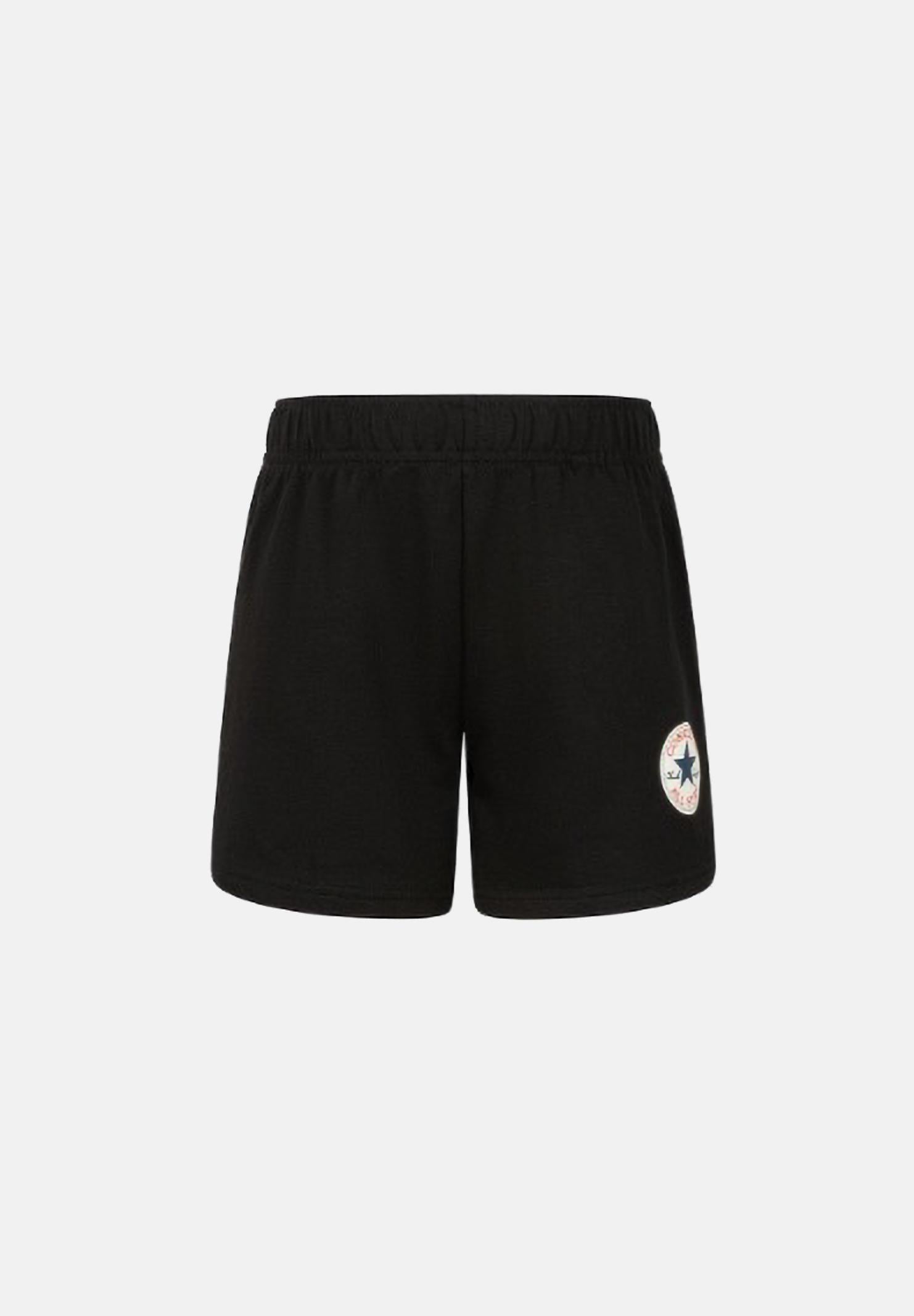 CONVERSE Shorts Sportivo Nero Bambina con Toppa Chuck Taylor