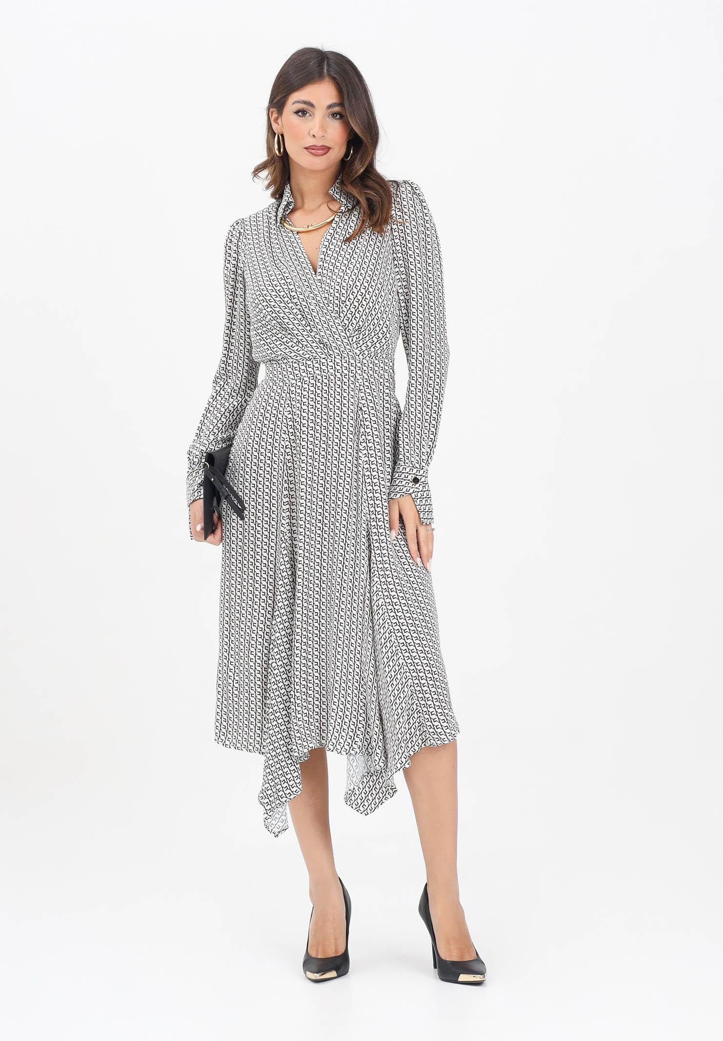 ELISABETTA FRANCHI Abito midi panna da donna con stampa geometrica ABS0356E2 EF1 ELISABETTA FRANCHI 