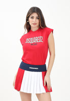 DSQUARED2 T-shirt senza maniche rossa per donna, ragazzi e bambini con stampa logo DQ2900D0A47 DQ405 DSQUARED2 
