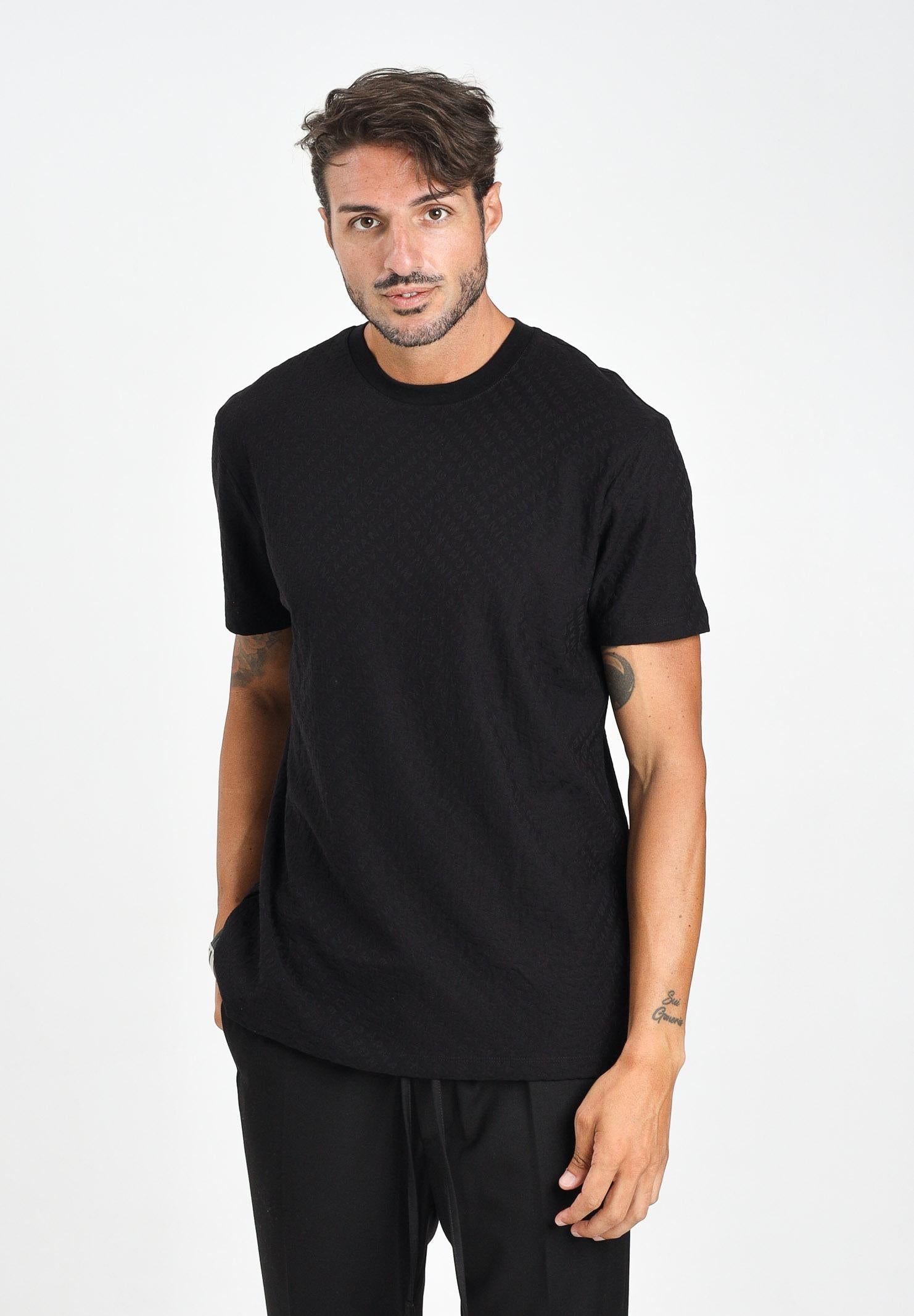 ARMANI EXCHANGE T-shirt a manica corta nera da uomo con fantasia logo jacquard XM001431AF10337 FC022 ARMANI EXCHANGE 