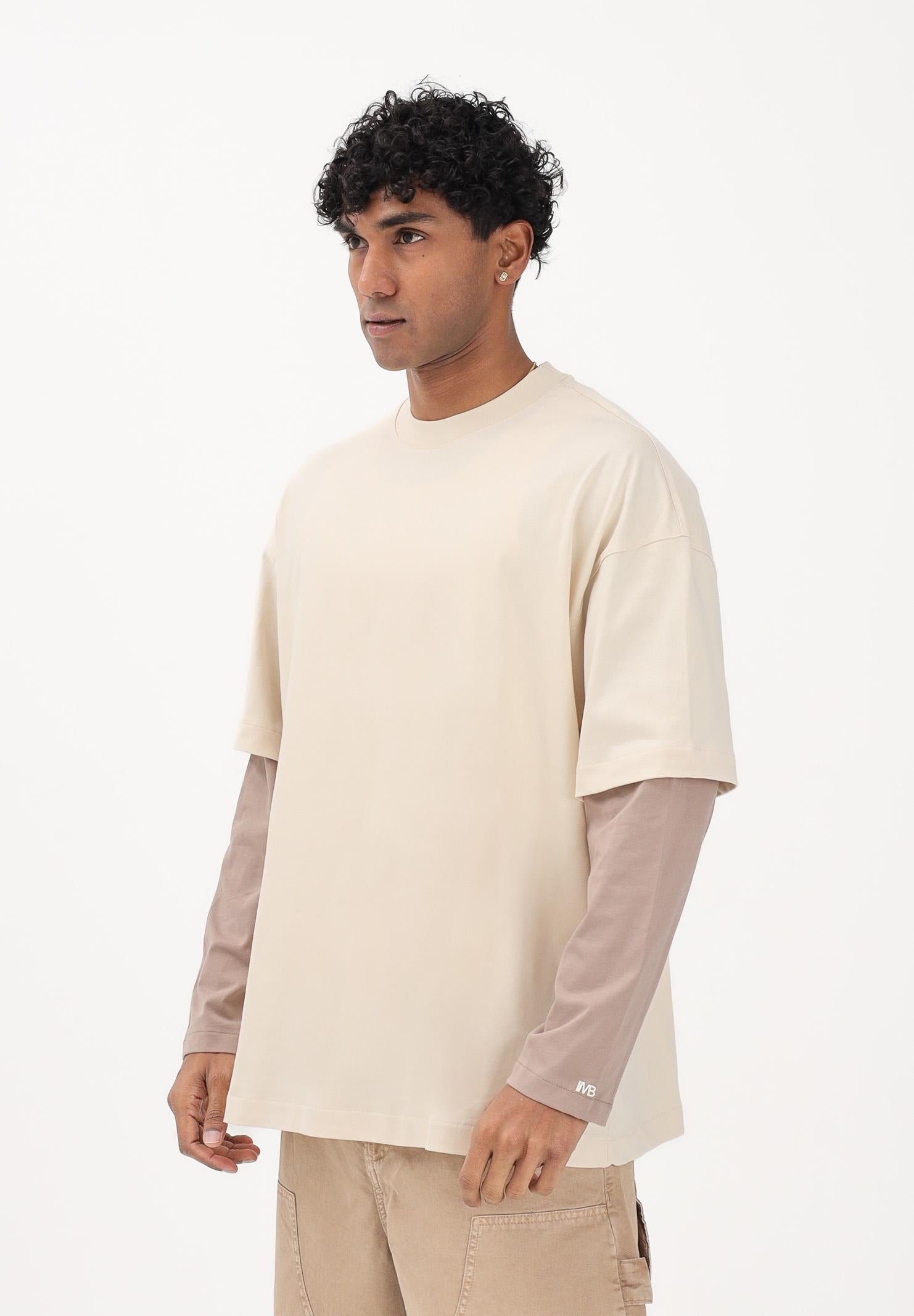 I'M BRIAN T-shirt a manica lunga panna da uomo con effetto layered TS3735 PA I'M BRIAN 