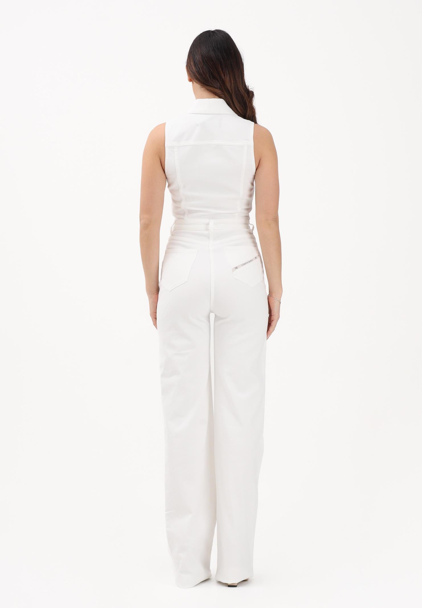 ELISABETTA FRANCHI Tuta in denim avorio da donna TJ45N61E2 360 ELISABETTA FRANCHI 
