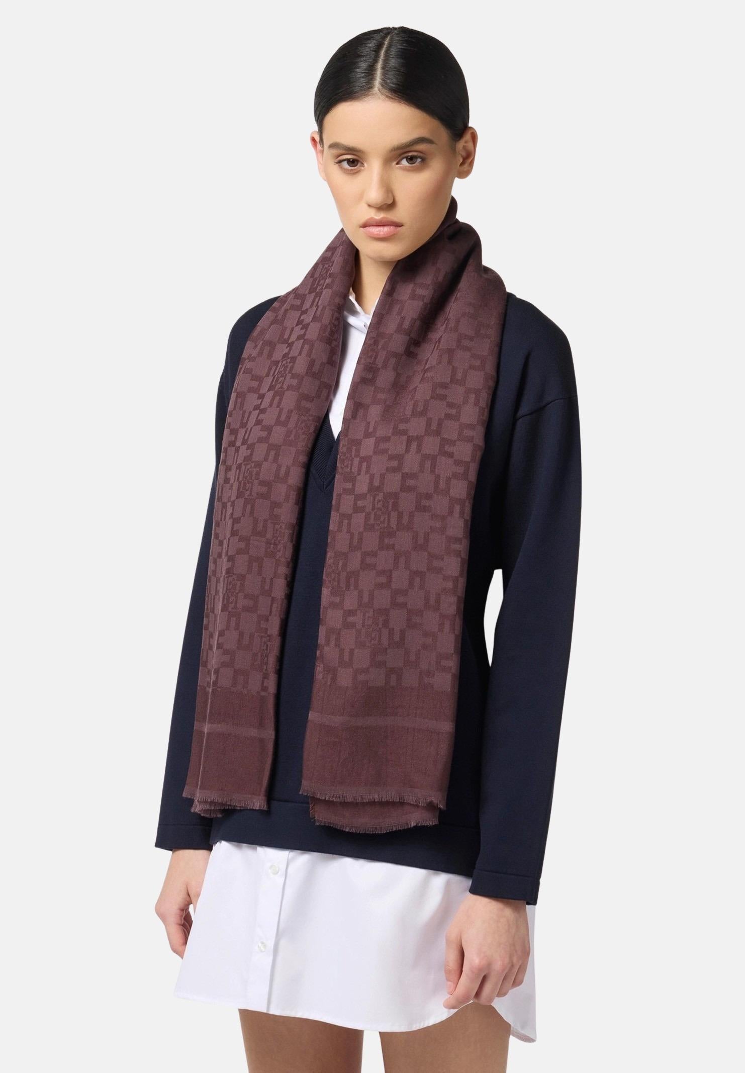 ELISABETTA FRANCHI Pashmina bordeuax da donna caratterizzata dal pattern all-over con logo SC10F56E2 EA4 ELISABETTA FRANCHI 