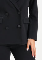 VICOLO Giacca doppiopetto nera da donna con rever in raso TF0307 A99 VICOLO 