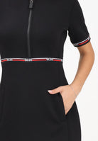 GCDS Abito corto nero da donna con nastri logati B2EW1003JJ3 99 GCDS 