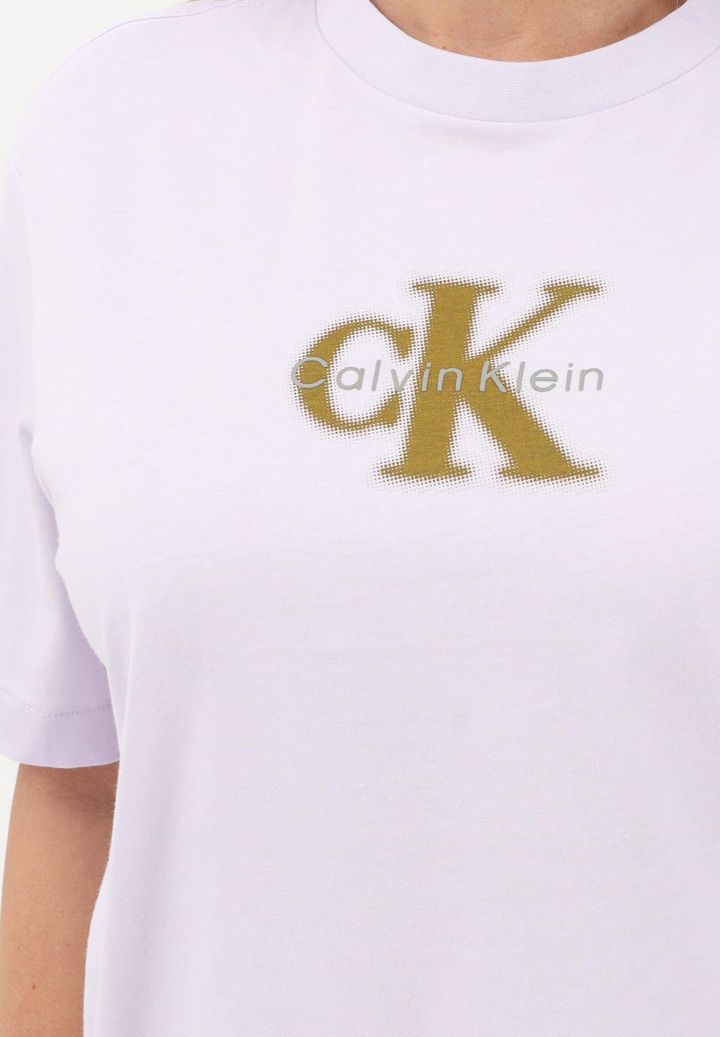 CALVIN KLEIN JEANS T-shirt a manica corta lilla da donna con logo LV047F800G 3OQ CALVIN KLEIN JEANS 