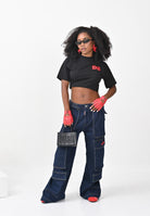 DSQUARED2 T-shirt a manica corta nera per donna, ragazzi e bambini con logo Beads DQ2996D00MM DQ900 DSQUARED2 