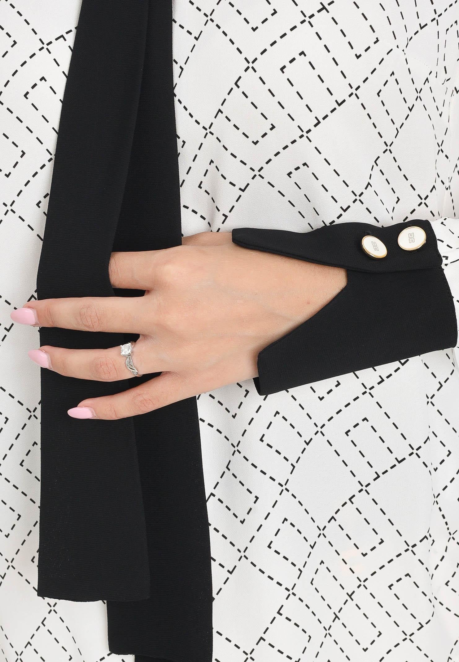 ELISABETTA FRANCHI Camicia a manica lunga panna e nera da donna con stampa CA10456E2 EF1 ELISABETTA FRANCHI 