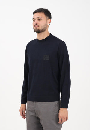 ARMANI EXCHANGE Maglioncino girocollo blu da uomo con patch logo XM001329AF11982 UB101 ARMANI EXCHANGE 