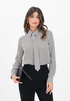 ELISABETTA FRANCHI Camicia a manica lunga panna da donna in georgette stampata con cravatta CA10956E2 EF1 ELISABETTA FRANCHI 