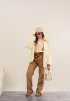 PATRIZIA PEPE Piumino panna da donna con collo fluffy 2O0187A674 W405 PATRIZIA PEPE 