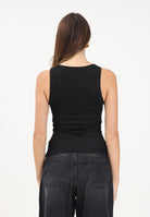 VICOLO Canotta nera da donna realizzata in un tessuto lavorato con filato lamé UF0060 NE VICOLO 