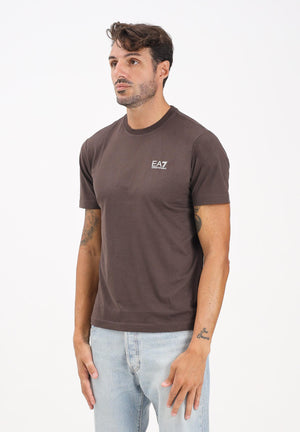 EA7 T-shirt a manica corta marrone da uomo con logo 7M000567AF10375 U6063 EA7 
