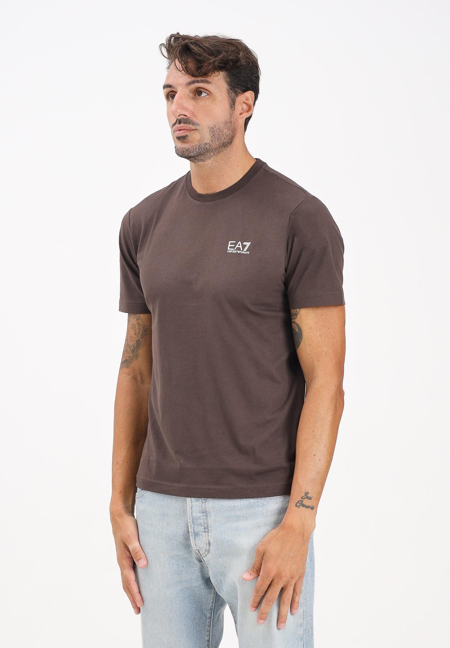 EA7 T-shirt a manica corta marrone da uomo con logo 7M000567AF10375 U6063 EA7 