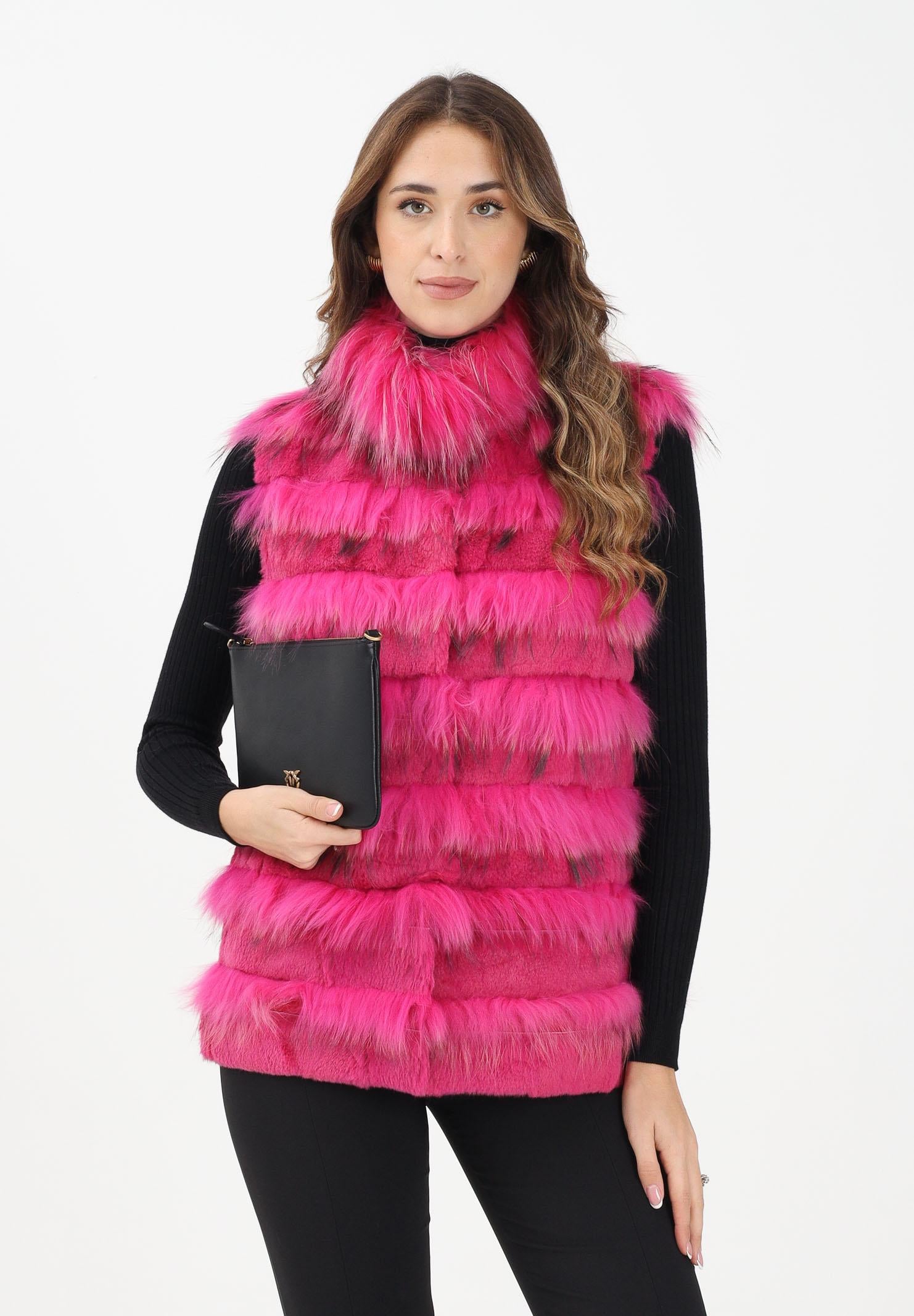 MEHRAN Pelliccia smanicata fucsia da donna 25160FUX FUX MEHRAN 