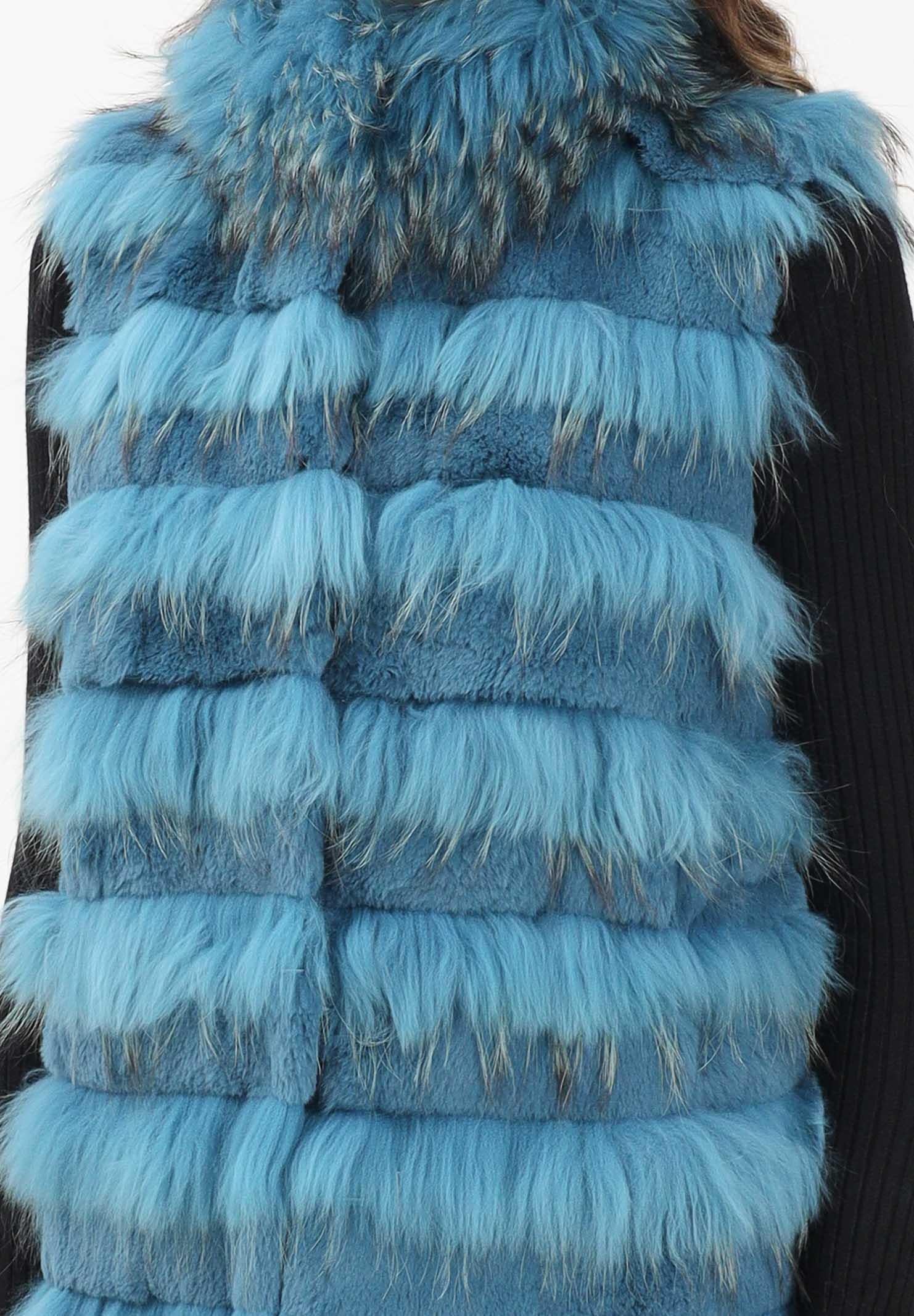 MEHRAN Pelliccia smanicata azzurro petrolio da donna 25160BLU BLU MEHRAN 