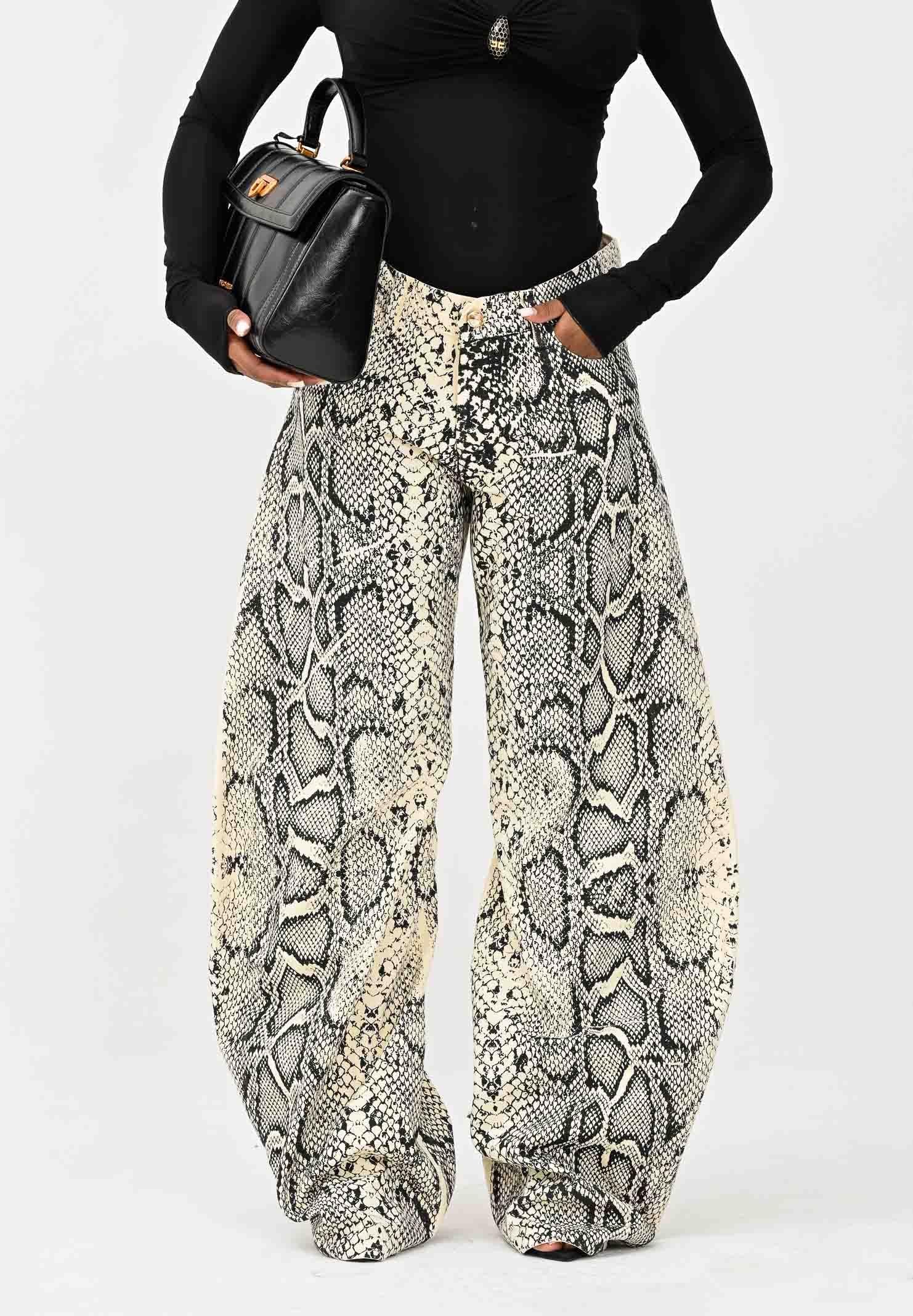 MYEM Jeans Emanuela panna da donna con stampa pitonata EMANUELA4  MYEM 