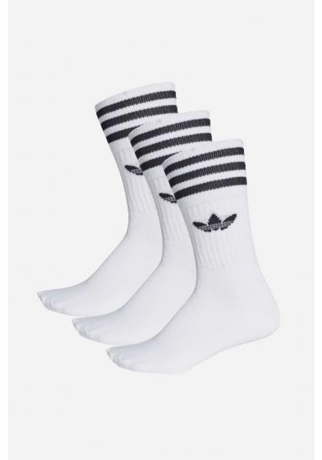 ADIDAS ORIGINALS Set da tre paia di calzini Solid Crew bianchi per uomo e donna IJ0734 . ADIDAS ORIGINALS 