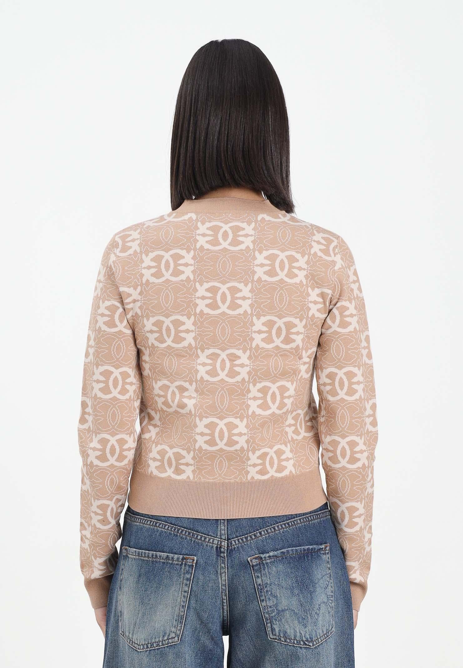 PINKO Maglioncino girocollo beige da donna con logo Love Birds 106041A2YD C4Z PINKO 