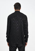 I'M BRIAN Camicia a manica lunga nera da uomo con fantasia a zig-zag CA3426 009 I'M BRIAN 