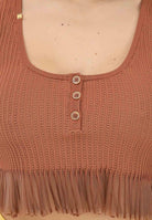 ELISABETTA FRANCHI Canotta cuoio da donna in maglia à jour TK74B61E2 600 ELISABETTA FRANCHI 