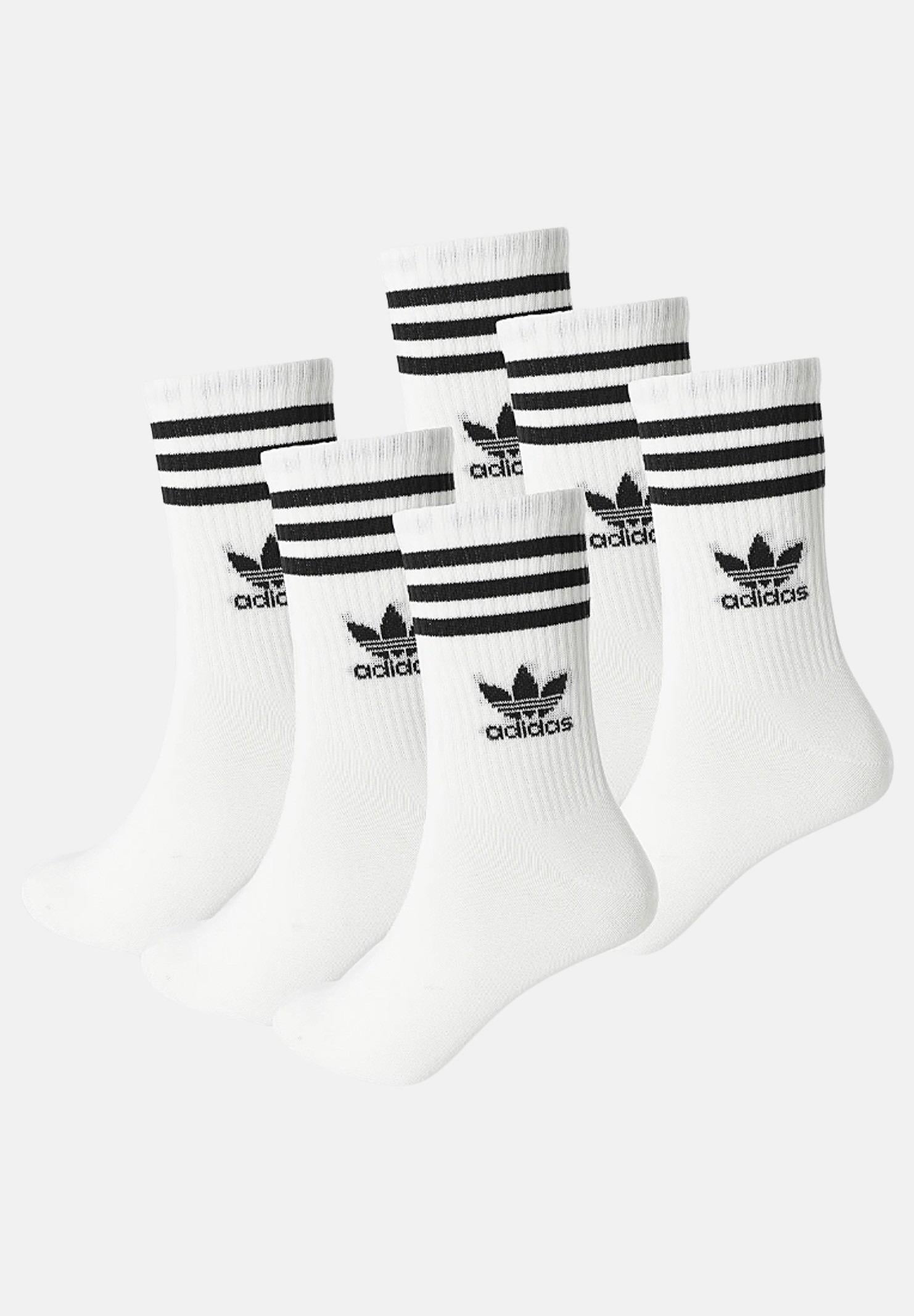 Set da 6 paia di calzini 3-STRIPES CREW bianchi per uomo e donna JE1828  ADIDAS ORIGINALS 